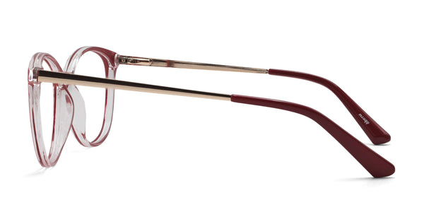 coco oval red eyeglasses frames side view