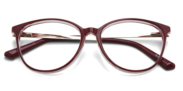 coco oval red eyeglasses frames top view