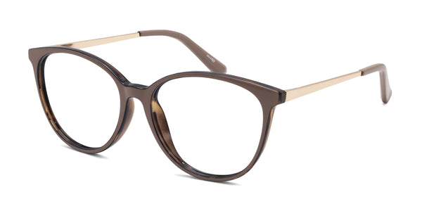coco oval brown eyeglasses frames angled view