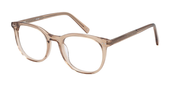 collins square brown eyeglasses frames angled view