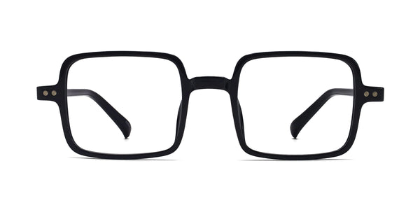 comedy square black eyeglasses frames front view