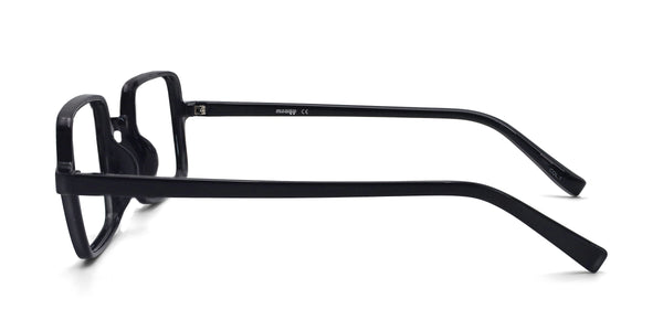 comedy square black eyeglasses frames side view