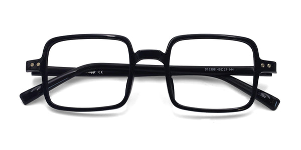 comedy square black eyeglasses frames top view