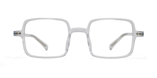 comedy square transparent eyeglasses frames front view
