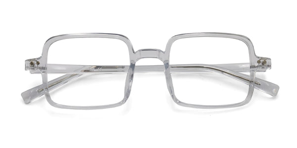 comedy square transparent eyeglasses frames top view