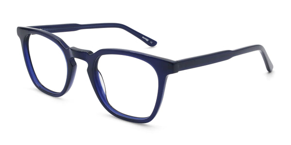 cozy square blue eyeglasses frames angled view