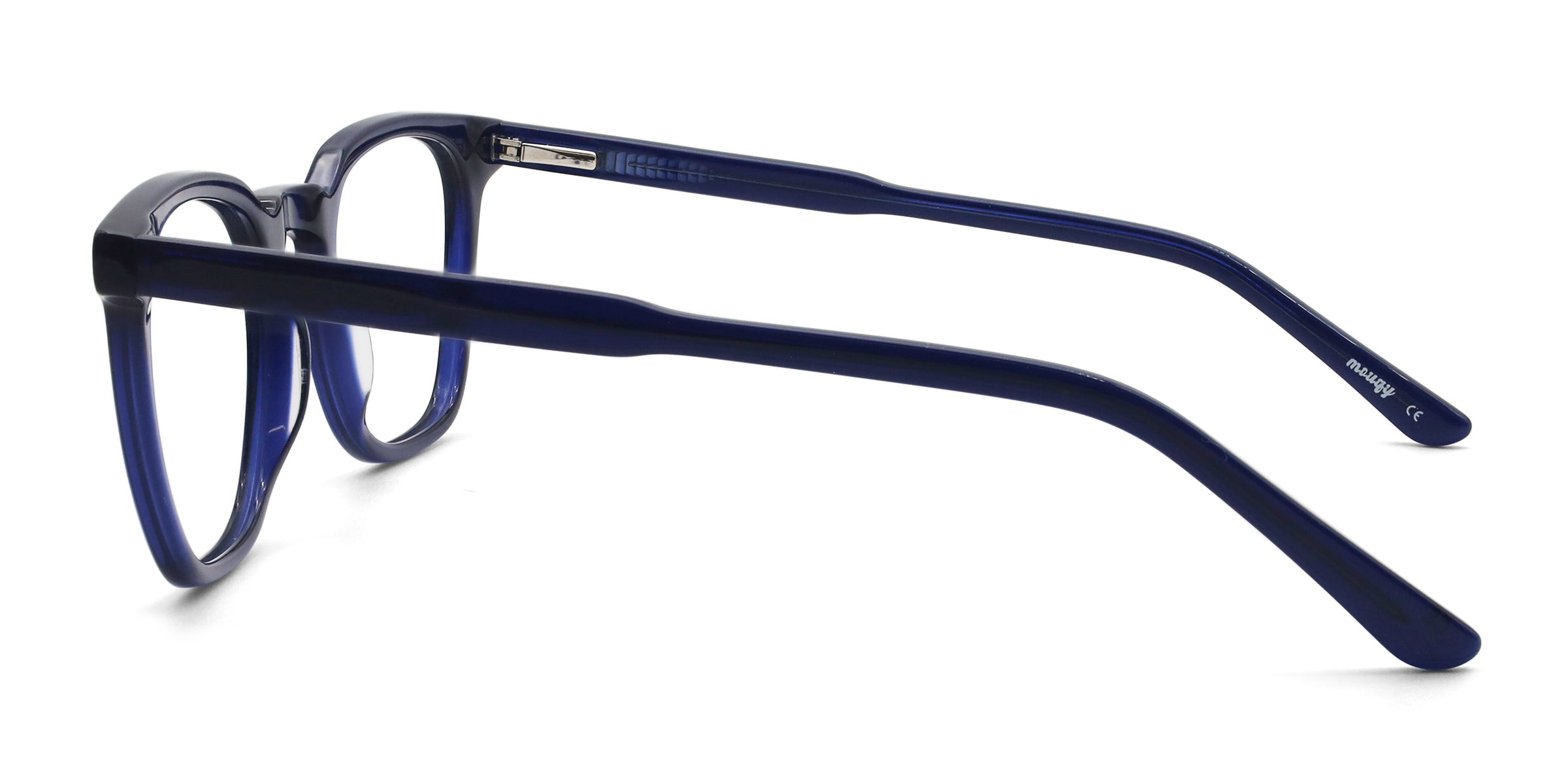 cozy square blue eyeglasses frames side view