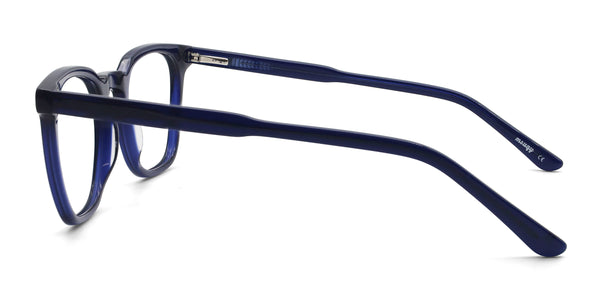 cozy square blue eyeglasses frames side view