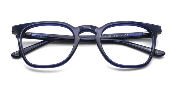 cozy square blue eyeglasses frames top view