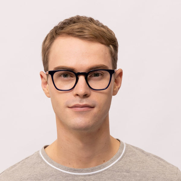 cozy square blue eyeglasses frames for men front view