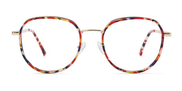 dalmatian geometric red eyeglasses frames front view