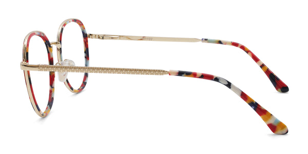 dalmatian geometric red eyeglasses frames side view