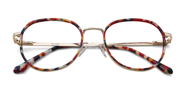 dalmatian geometric red eyeglasses frames top view