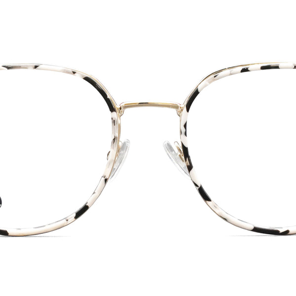 dalmatian geometric white black eyeglasses frames front view