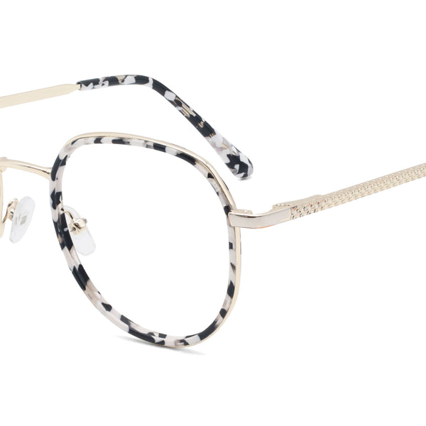dalmatian geometric white black eyeglasses frames angled view