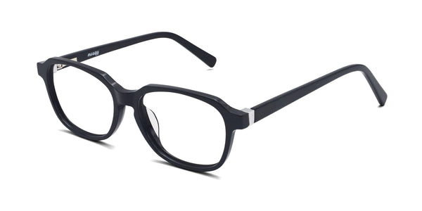 dan rectangle black eyeglasses frames angled view