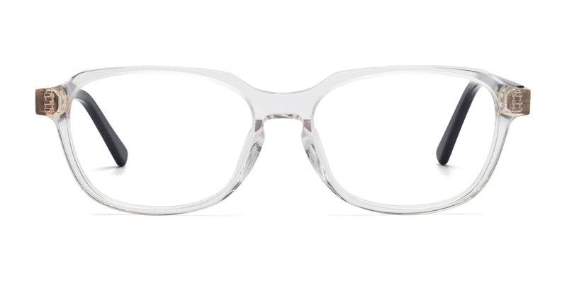 dan rectangle clear black eyeglasses frames front view