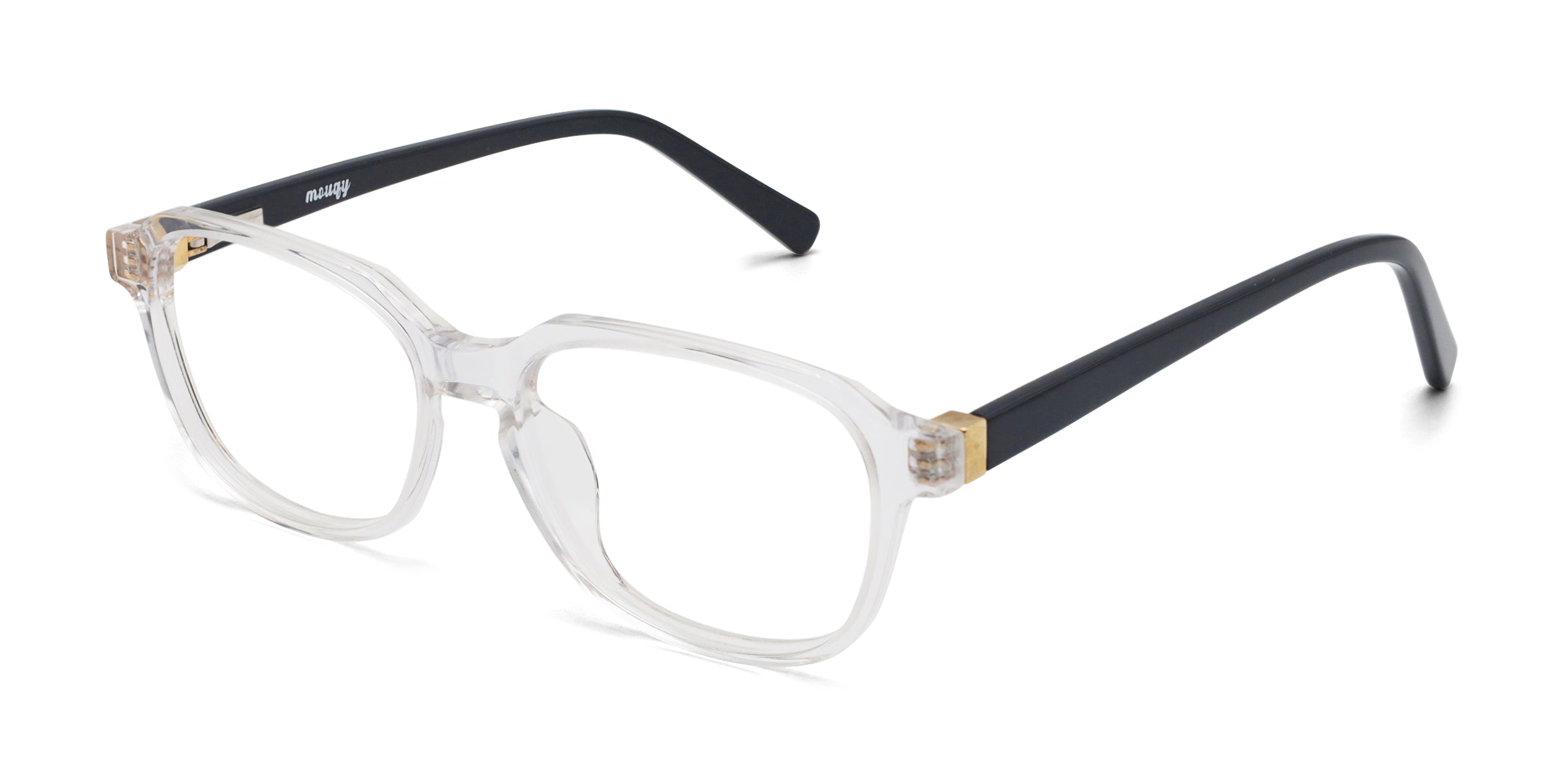 Dan Rectangle Clear Black eyeglasses frames angled view