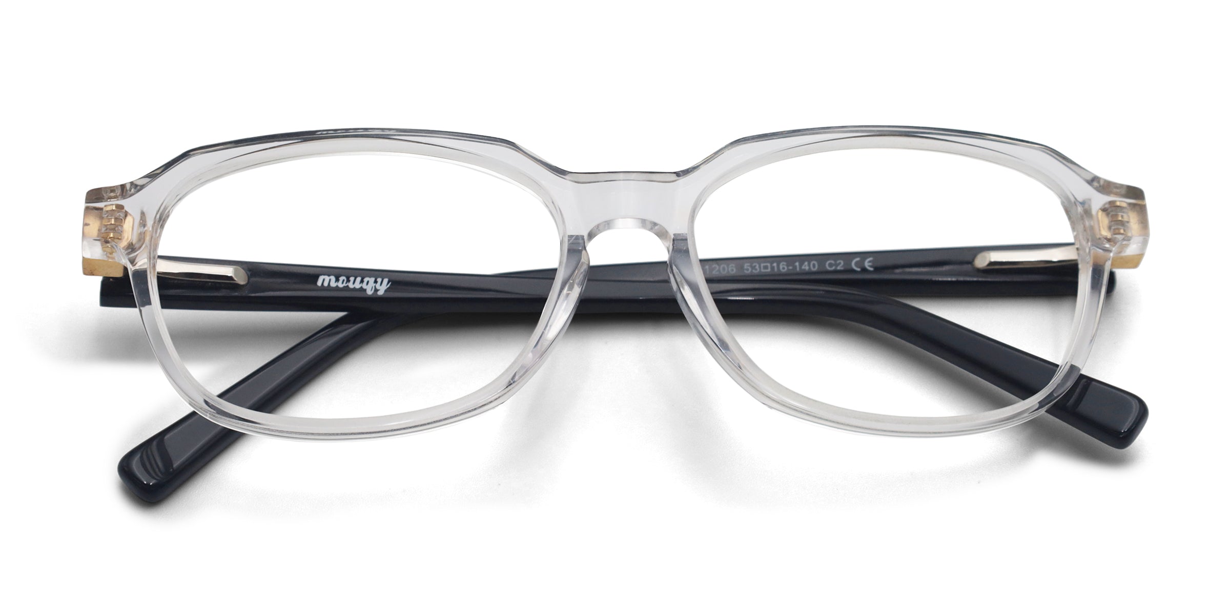 Dan Rectangle Clear Black eyeglasses frames top view
