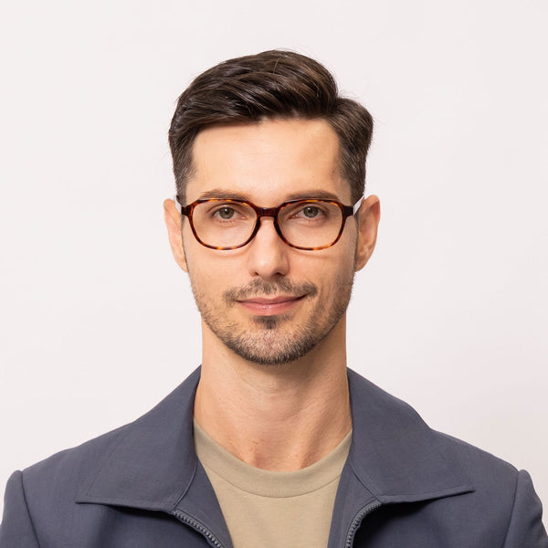 dan rectangle tortoise eyeglasses frames for men front view