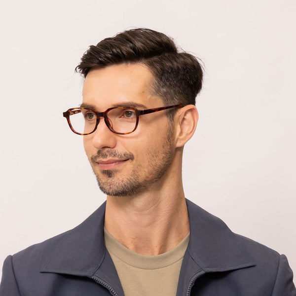 dan rectangle tortoise eyeglasses frames for men angled view