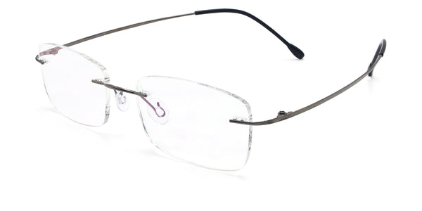 dapper rectangle silver eyeglasses frames angled view