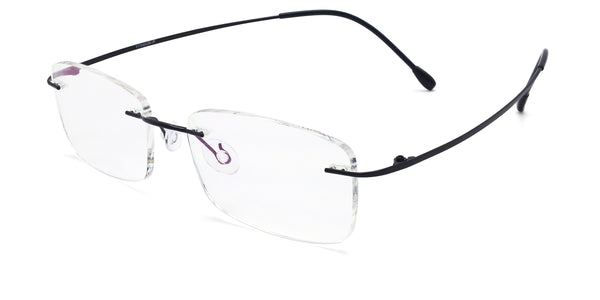 dapper rectangle black eyeglasses frames angled view