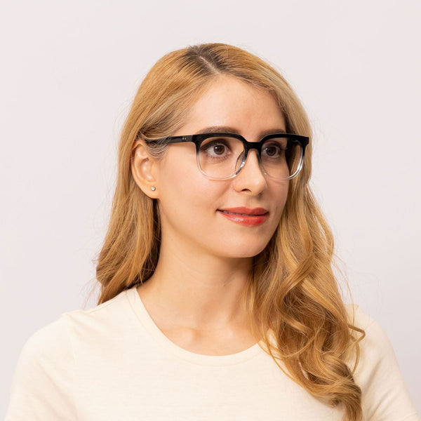 dazzling square two tone blue eyeglasses frames for women side view
