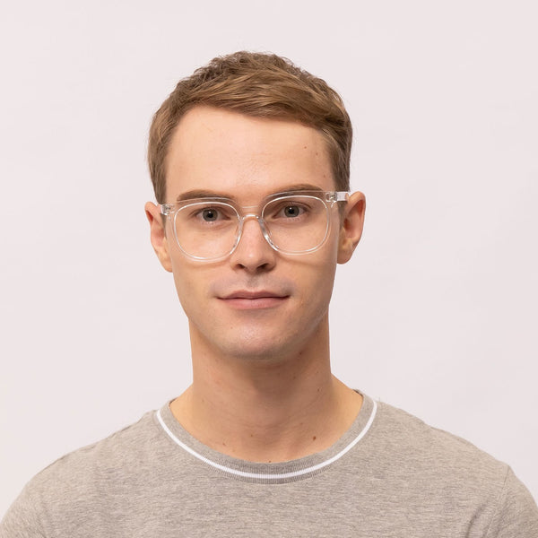 dazzling square transparent eyeglasses frames for men front view
