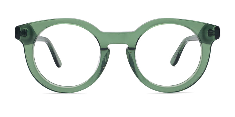 debbie round green eyeglasses frames front view