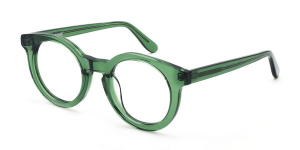 debbie round green eyeglasses frames angled view