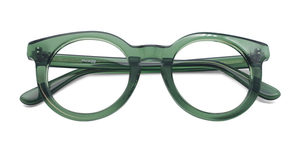 debbie round green eyeglasses frames top view