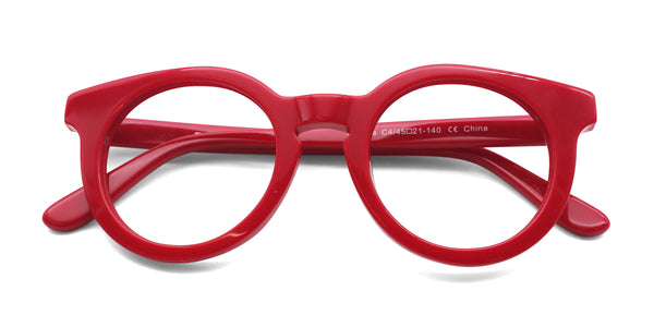 debbie round red eyeglasses frames top view