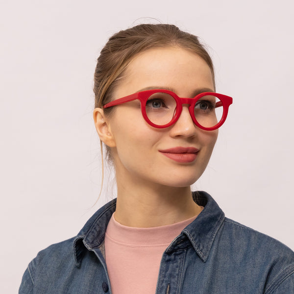 debbie round red eyeglasses frames for women side view