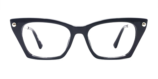 deluxe cat eye shiny black eyeglasses frames front view