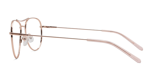 denica aviator white rose gold eyeglasses frames side view