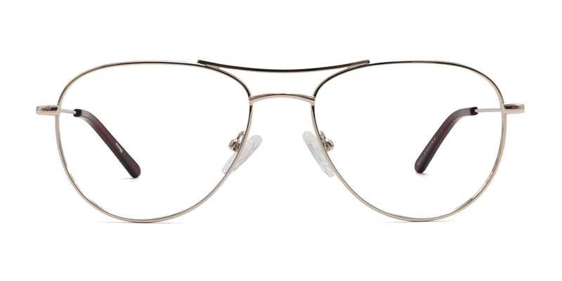 denica aviator light gold eyeglasses frames front view