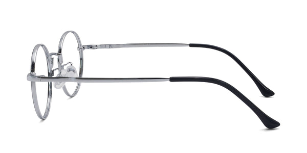 designer round black silver eyeglasses frames side view