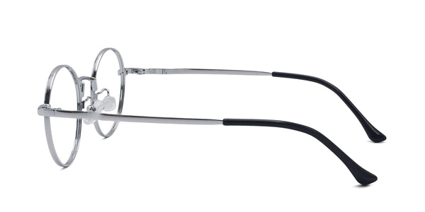 designer round silver eyeglasses frames side view