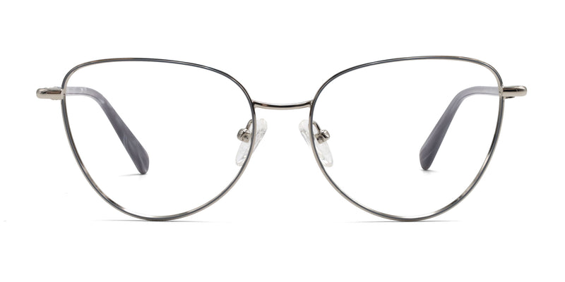 diana cat eye silver gray eyeglasses frames front view
