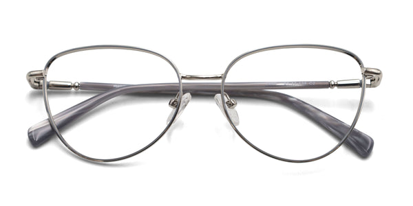 diana cat eye silver gray eyeglasses frames top view