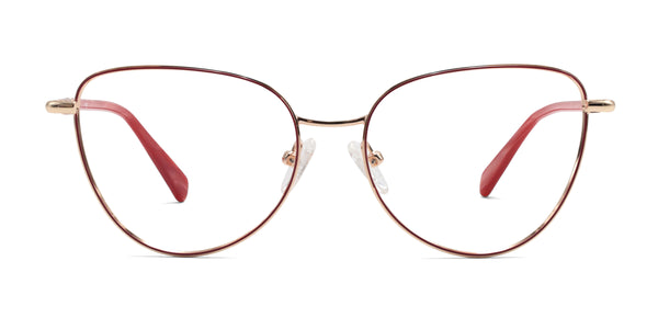 diana cat eye red gold eyeglasses frames front view