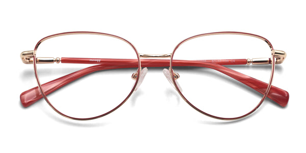 diana cat eye red gold eyeglasses frames top view