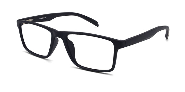 dynamic rectangle black eyeglasses frames angled view