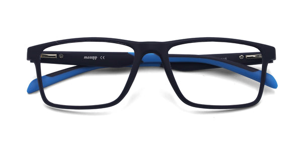 dynamic rectangle blue black eyeglasses frames top view