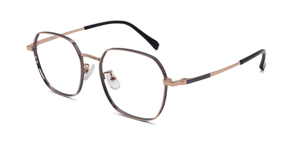 elan geometric rose gold eyeglasses frames angled view