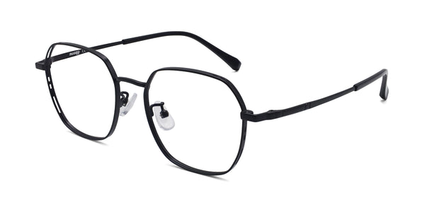 elan geometric matte black eyeglasses frames angled view