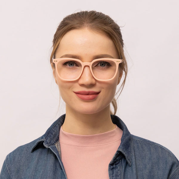 ella square pink eyeglasses frames for women front view