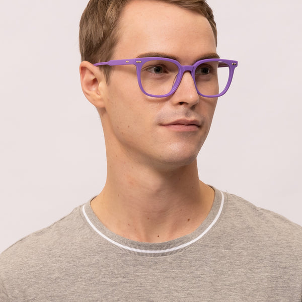 ella square purple eyeglasses frames for men side view
