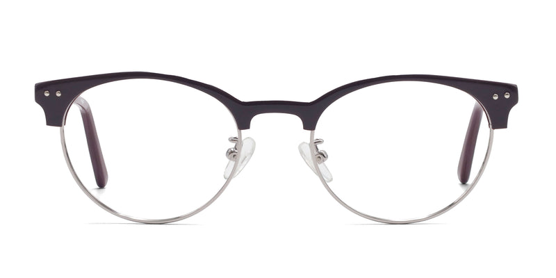 ellington browline red silver eyeglasses frames front view